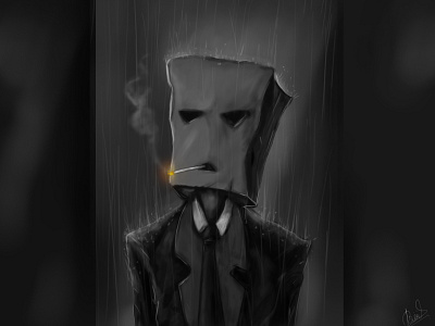 Smoking in rain art design digital art digital painting illustration illustrator photoshop