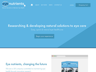 Eye Nutrients blue clean design draft eye health simple ux website