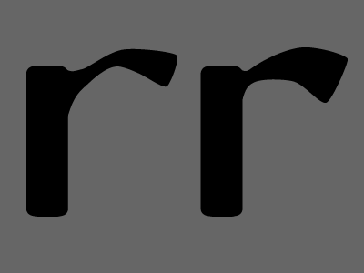 rr glyph letter r rr typography