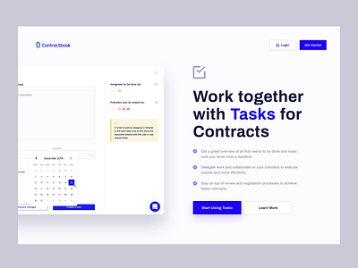 Contractbook - Tasks Page animation contractbook design landing page layout mobile tasks ui web website www