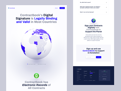 Contractbook - Digital Signature Page contractbook design earth globe landing page layout ui web website www