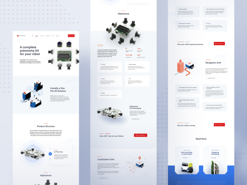 Sevensense - Products Page 🤖 branding design illustration landing page layout page robot sevensense ui ux web webpage website www