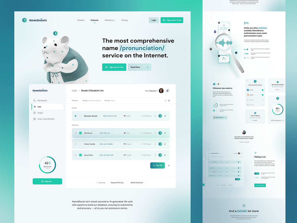 NameShouts Features Page 🐁 by Dominik Bednarz on Dribbble