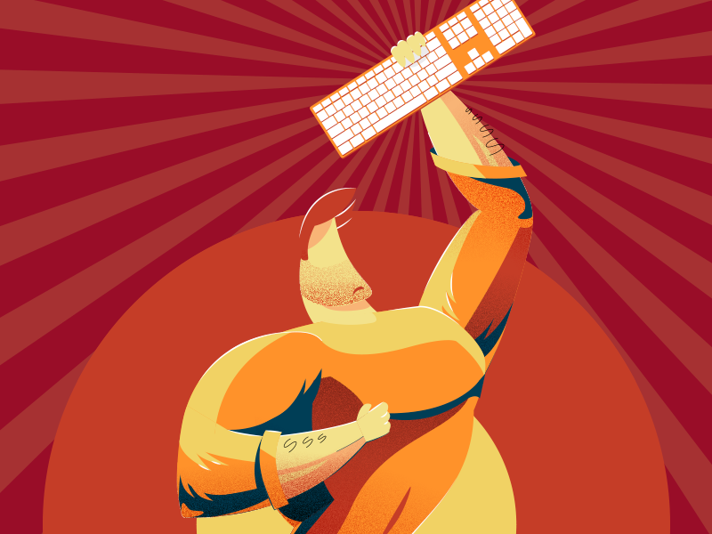 ⌨️Hackathon Illustration poster propaganda red hackathon keyboard illustration character