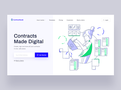 Contractbook Homepage character contractbook home page illustration landing page ui web website www