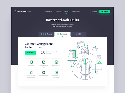 Contractbook Suits - Pricing character contractbook illustration landing page layout ui web website www