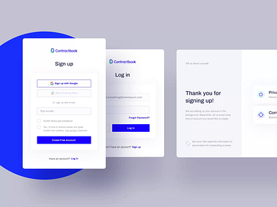 Sign up + Log in process - Contractbook by Dominik Bednarz for ...