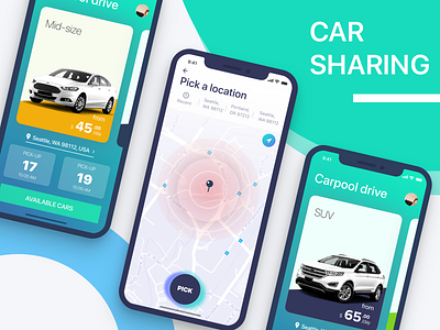 Carpool Drive car car sharing carpool fresh ui ios iphone x iphonex map rent rent a car rent car ride