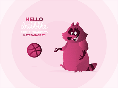 Hello Dribbble animals character debuts helloo illustration racoon