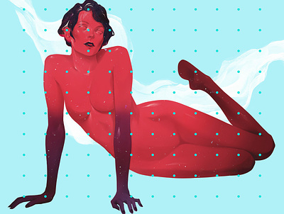 Red Woman brushstroke charachter female figurative figure neonoir noir photoshop redesign texture woman