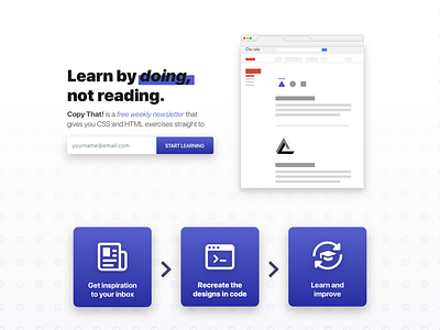 Copy That! Landing Page Design css landing page newsletter