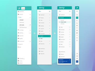 ZEMP.IO Side Menu Update design menu product design sidemenu ui ux