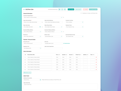 Sales Order Creation Screen design product design ui ux