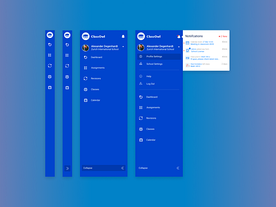 ClassOwl Side Menu dashboard menu product design sidemenu ui ux