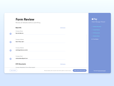 Apple Pay Form Review apple dashboard form review onboardign product design wizard