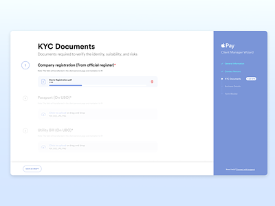 KYC Document Upload Apple Pay files manager form review onboarding product design uiux upload form