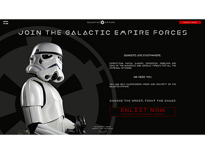 Daily UI #3 - Landing Page 003 dailyui galactic empire star wars stormtrooper ui