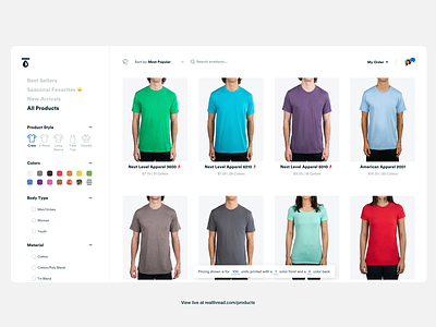 Real Thread Products (Live) checkout form checkout page ecommerce gridwall product design product page realthread tshirt ui uidesign user experience user interface design userinterface