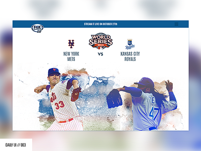 DAILY UI // 003: Landing Page baseball daily ui landing page ui user interface web web design website world series