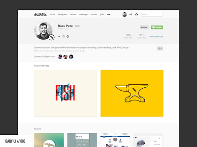 DAILY UI // 006: User Profile daily ui design dribbble ui user interface user profile web web design