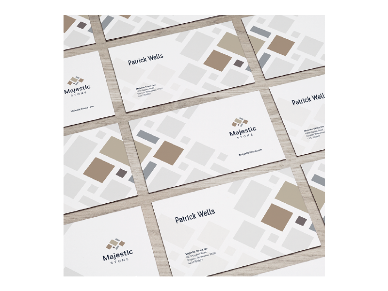 Majestic Stone Business Cards ashlar pattern stone business card branding logo