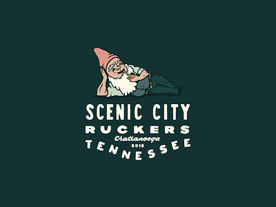 Scenic City Ruckers 01 badge chattanooga gnome illustration logo ruck scenic city typography