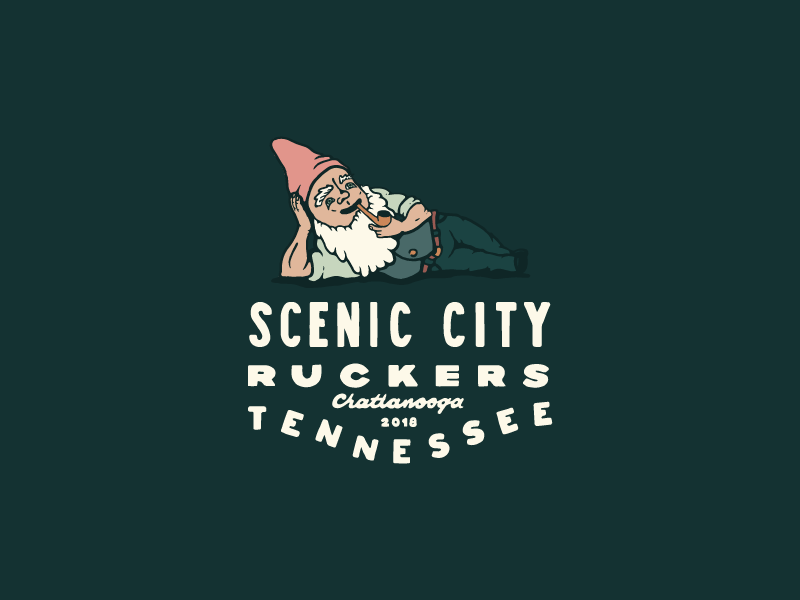 Scenic City Ruckers 01 chattanooga scenic city typography illustration gnome ruck logo badge
