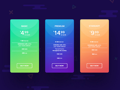 UI Pricing table