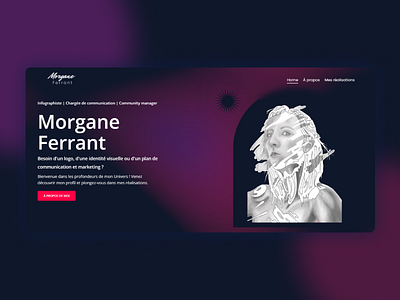 Portfolio Graphiste branding clean ui dark mode design flat graphic design homepage illustration infographie landing page minimal neon personal porfolio typography ui ux vector web wordpress