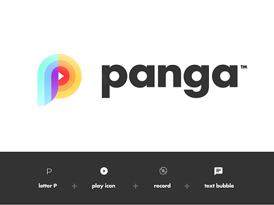 PANGA branding branding design colorful logo colourful identity letter p logo logo design music logo play icon rainbow social network typography