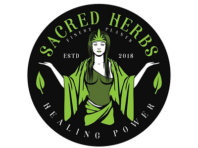 Sacred Herbs cannabis drawing girl green healing hemp hemplady herbs illustration lady logo marijuana nature women