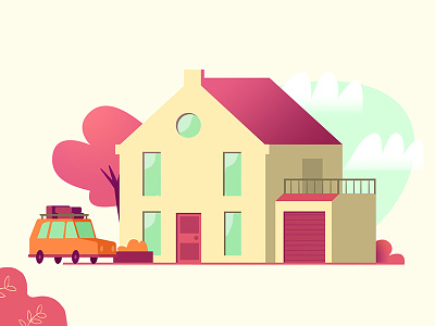 Home Holiday autumn car door holiday home home illustration house house illustration illustration neighbourhood packed