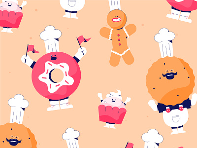 Candy Characters audience bakery candy celebrate character design cheer cookie cookies donut donuts illustration pattern sweet sweets tasty