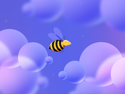 Busy Bee bee bee fly bee flying busy bee cloud illustration insect jagthund purple