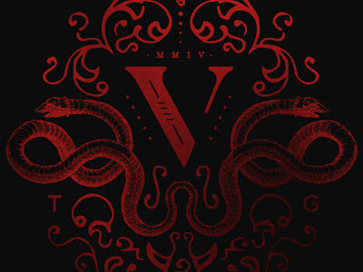 V crest monogram seal snakes