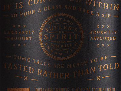 Sutler's Gin Bottle badge bottle gin packaging spirit stencil type