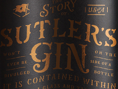 Sutler's Gin Bottle bottle gin packaging spirit stencil type