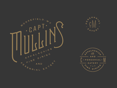 Capt. Mullins Logo Marks appalachian cooking dining eatery logo perennial restaurant sub marks