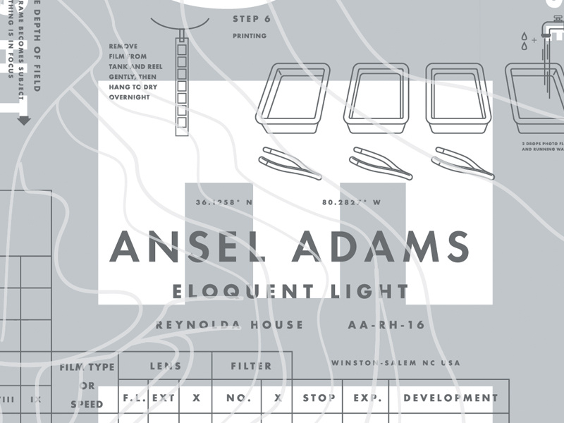 Ansel Adams Identity & Poster Detail museum illustration silver poster photography exhibition art reynolda house ansel adams