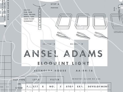 Ansel Adams Identity & Poster Detail ansel adams art exhibition illustration museum photography poster reynolda house silver