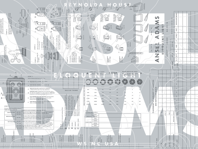 Ansel Adams Exhibition Poster illustration silver poster photography exhibition art reynolda house ansel adams