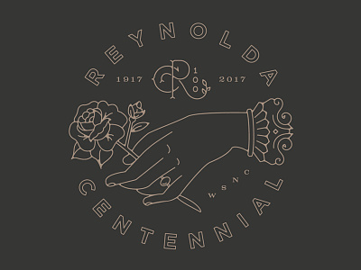 Reynolda Centennial Sticker black centennial gold hand house key reynolda rose sticker vintage winston salem