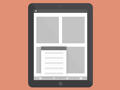 Tablet wireframe flat ipad menu report tablet ui wireframe