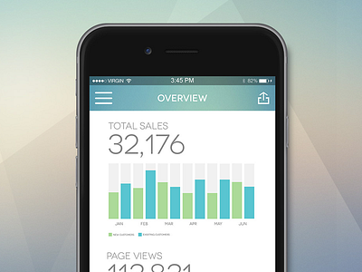 Reporting App app chart flat mobile overview report ui ux