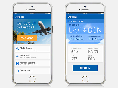 Airline Mobile App airline app booking checkin flight mobile ui ux