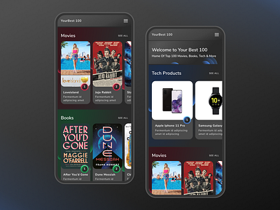 Your Best 100 - Mobile design app books dark interface listings mobile movie rating responsive slider typography ui ux we web webdesign