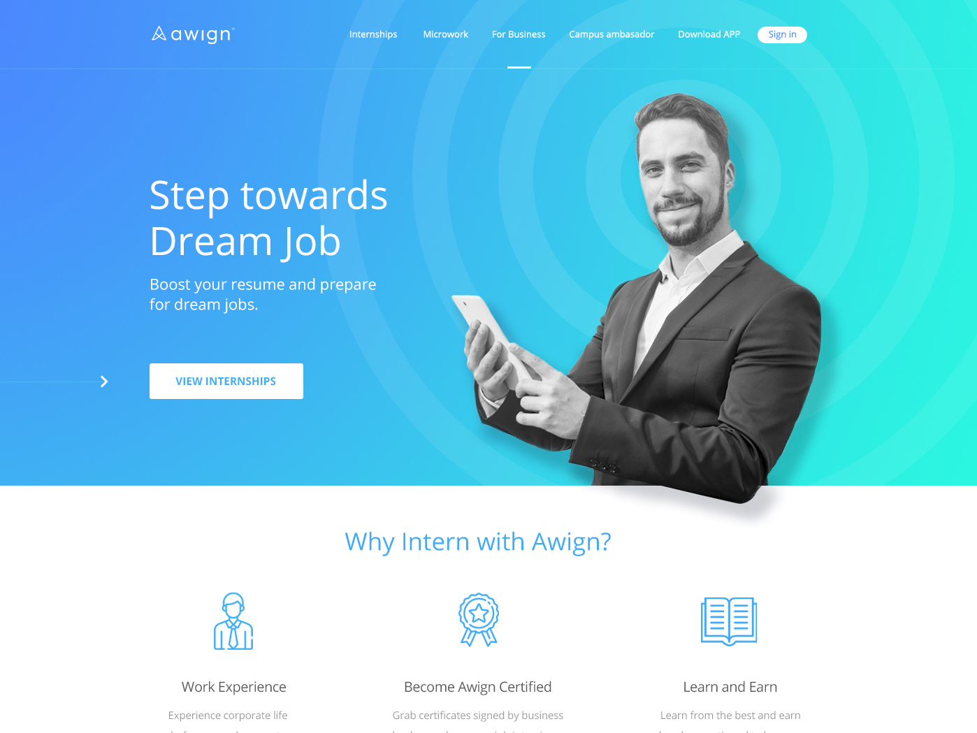 Redesign for internship website by Mike Firkowski on Dribbble