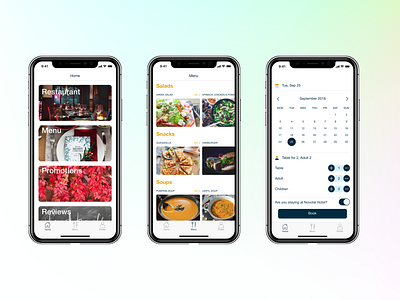 Restaurant Booking Concept app design ui ux