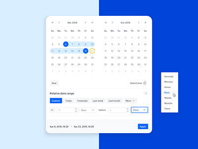 Synerise - Date Picker 2d analytics artificial intelligence business intelligence crm software customer experience dashboard data date picker date range design ecommerce growth marketing molecules synerise ui uiux