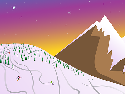Tis the Season advent calendar christmas holidays illustration mountain night ski snow stars sunset winter